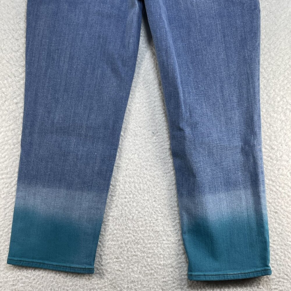 Chicos So Slimming US Size 8 Girlfriend Slim Leg Crop Blue Tie Dye Jeans 29x22 - Picture 5 of 12